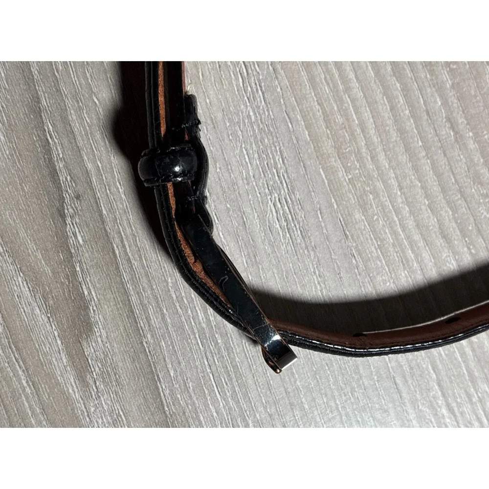 Lauren Ralph Lauren Womens Black Italian Leather Skinny Belt M Old Money Sleek